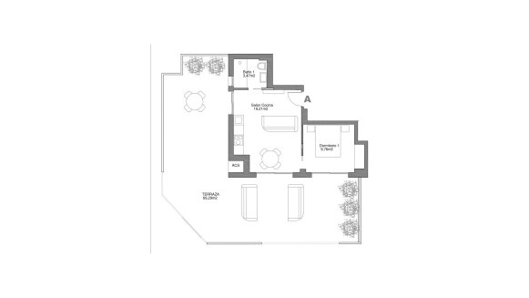 Penthouse floor plan, 1 bedroom in ROYAL STAR No. 6 (2D)